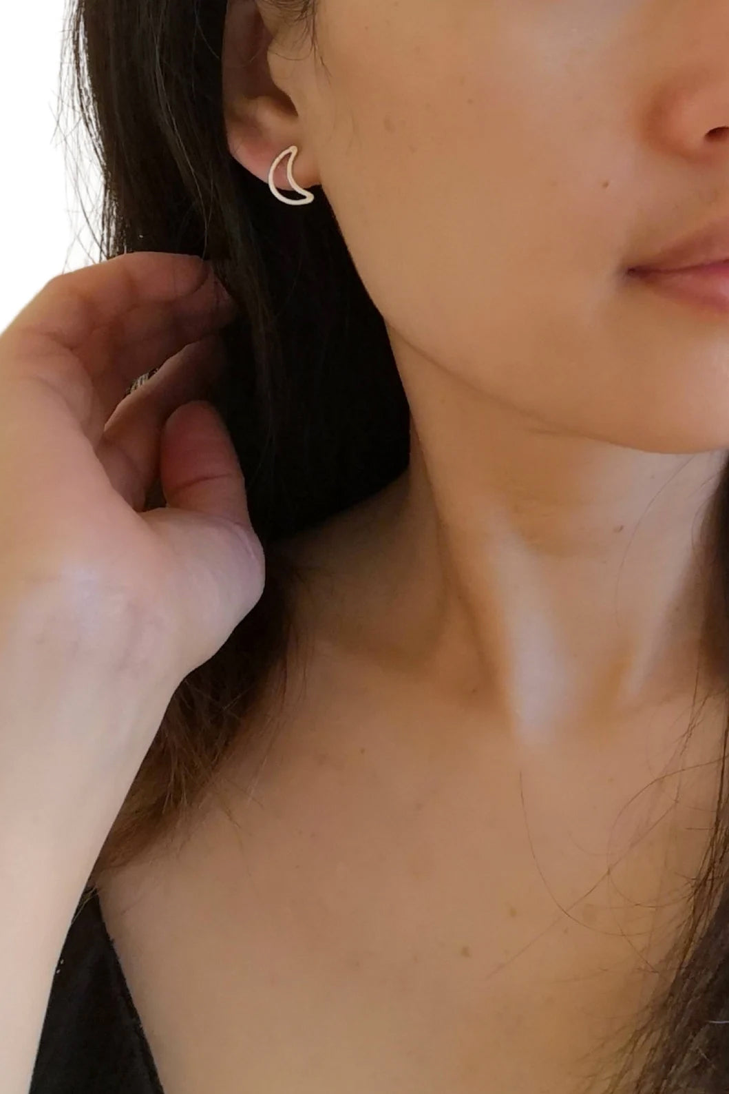 Sterling Moon Stud Earrings
