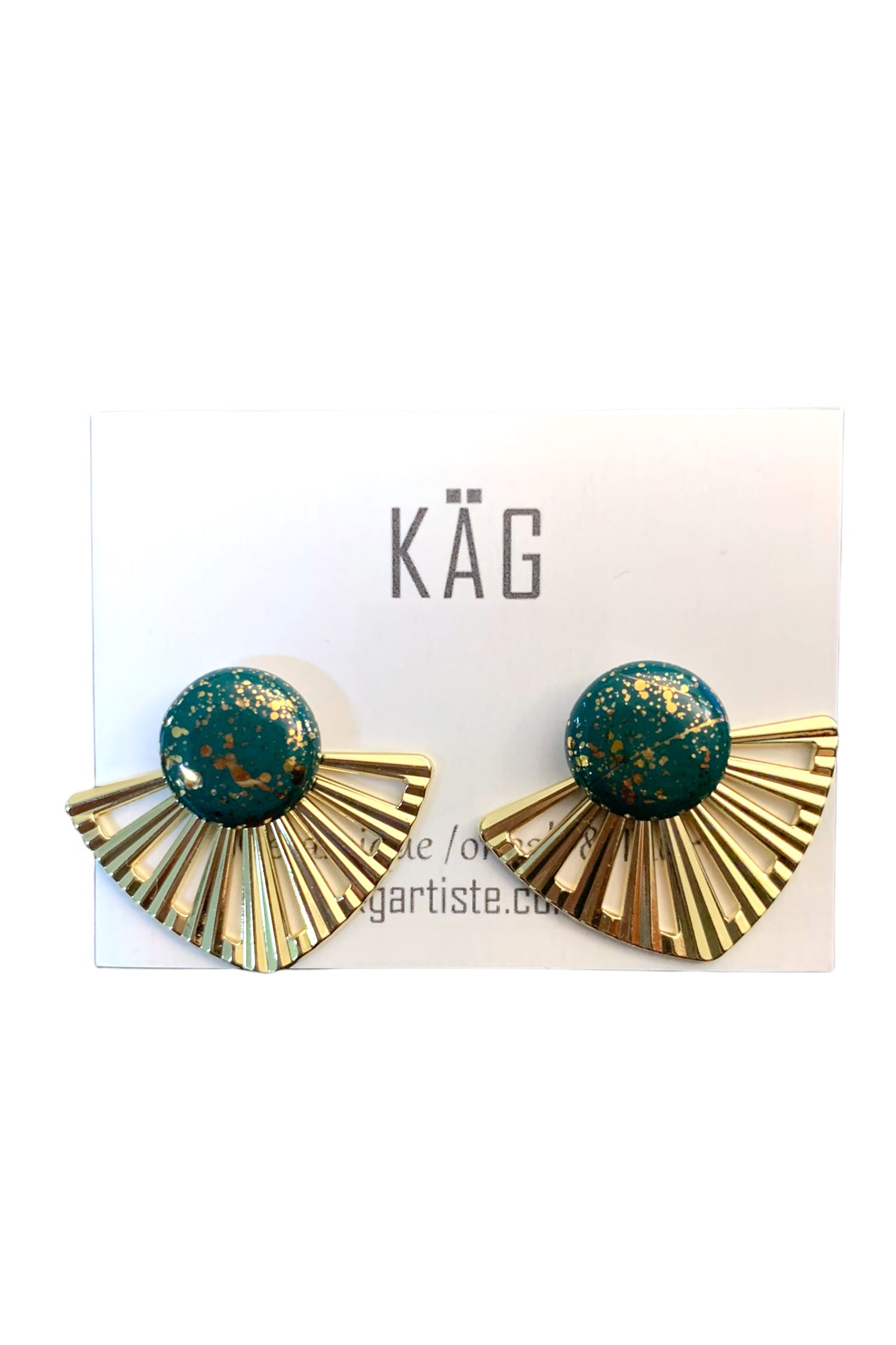 Ceramic Studs with Gold Jacket Earrings
