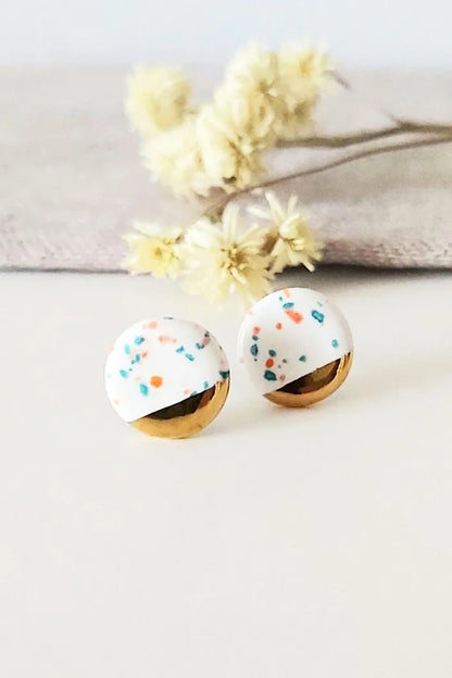 Playful Colour & Gold Ceramic Earrings