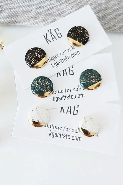 Round Abstract Ceramic Earrings