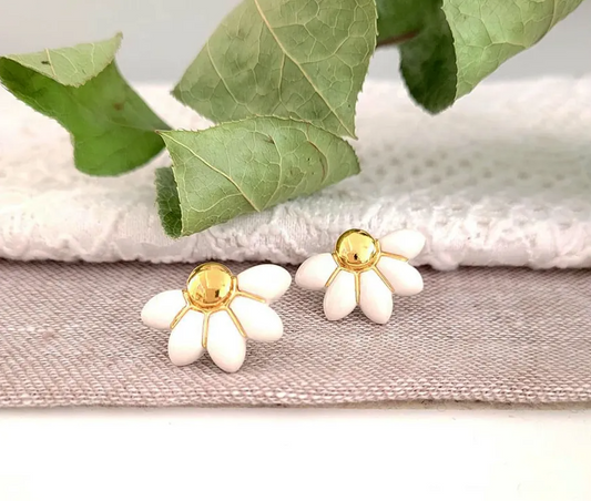 Ceramic Half Daisy Earrings