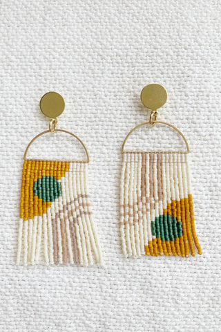 Val - California Vibes Dangle Stud Beaded Fringe Earrings - MADE TO ORDER