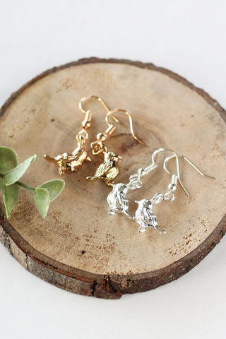 Soft Square Trio Drop Earrings • Hammer Textured Sterling Silver