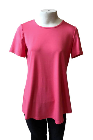 Lily Tee by Pure Essence, Coral, classic t-shirt, eco-fabric, bamboo rayon, sizes XS to XXL, made in Canada