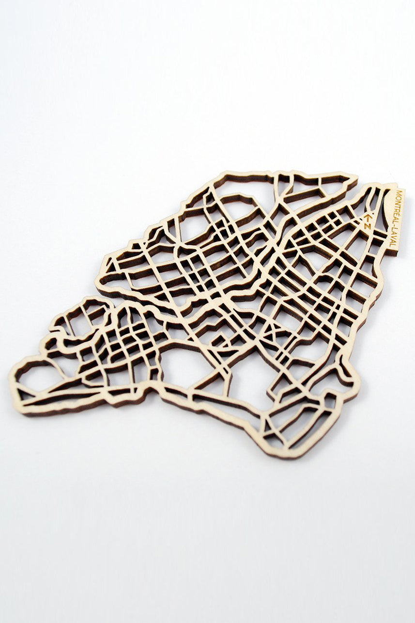 The National Design Collective Montreal Laval "I Kinda Like it Here" Wood Coaster. Made in Canada