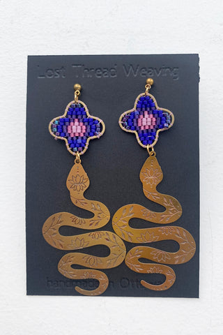 Pansy and Brass Earrings